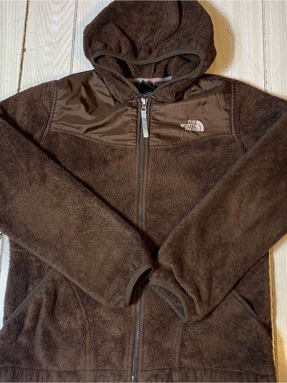 The North Face Girl's Full-Zip Hooded Fleece Jacket Brown Size XL (18)